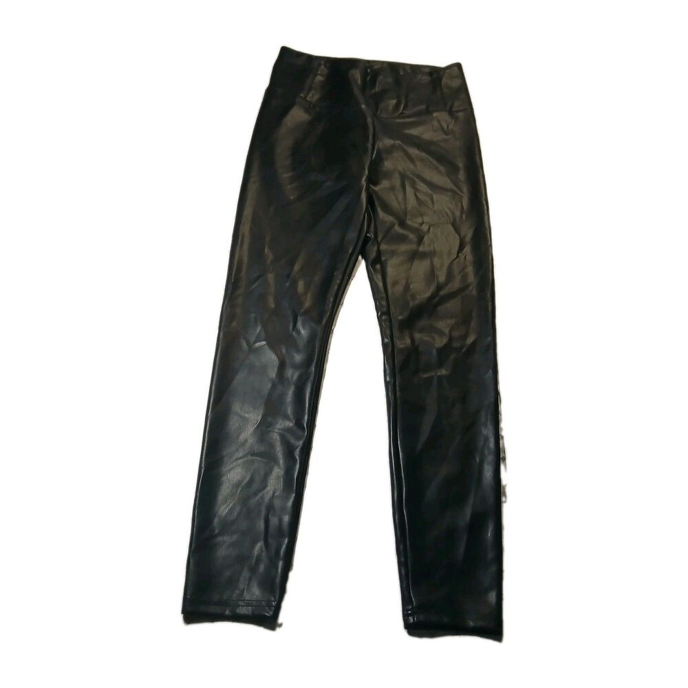Rachel Zoe Black Faux Leather Mid-Rise Waist Straight Leg Pull-On Pants Size 4